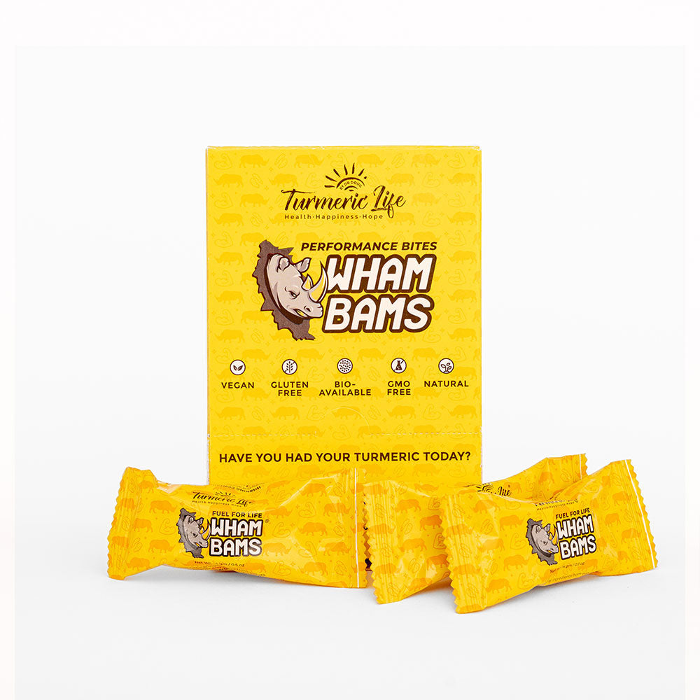 WhamBam Bites are made with all natural ingredients to optimise athletic performance, WhamBams are premium Turmeric wholefood bars designed with the athlete in mind