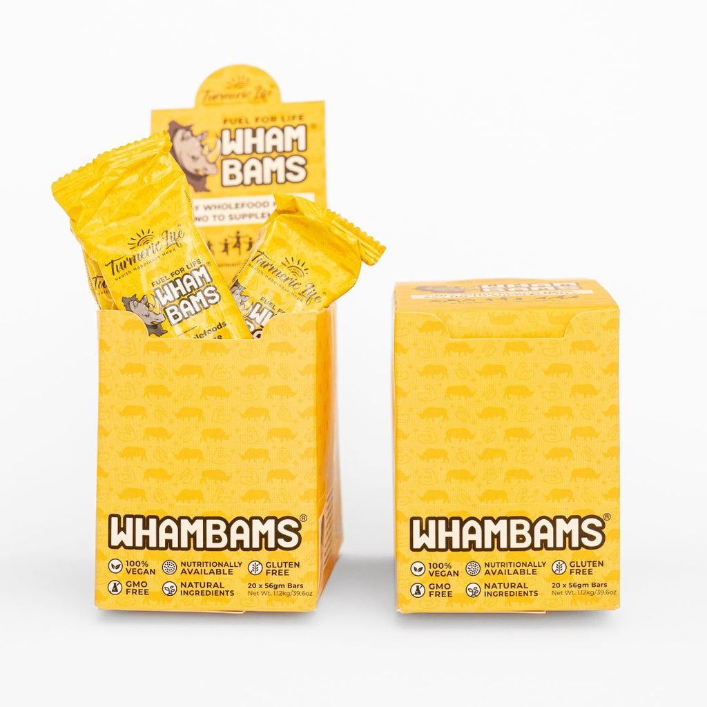 WhamBam Bars are made with all natural ingredients to optimise athletic performance, WhamBams are premium Turmeric wholefood bars designed with the athlete in mind